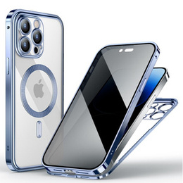 Tok iPhone 14 Pro Max készülékhez, Privacy Dual Glass, MagSafe-hoz, kék