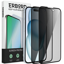 2x edzett adatvédelmi üveg iPhone 15 Plus-hoz, ERBORD Anti-Spy