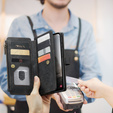 CASEME tok Samsung Galaxy A56 5G, Leather Wallet Cash and Card Slots, pánttal, fekete