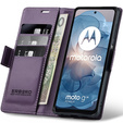 Tok Motorola Moto G24 Power, ERBORD Glossy Litchi, pénztárca patenttal, lila
