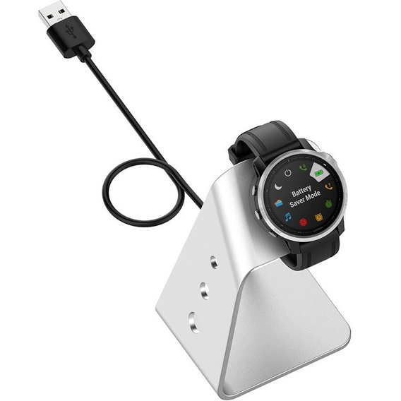 Alumínium USB dokkolóállomás a Garmin Fenix 7/7S/7X/6/6X/6S/6S készülékhez, ezüst színű