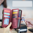 Tok CASEME Samsung Galaxy A55 5G, RFID Leather Wallet, vállpánttal, piros