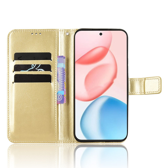Pattintható tok a Honor 400 5G, Crazy Horse Wallet, arany