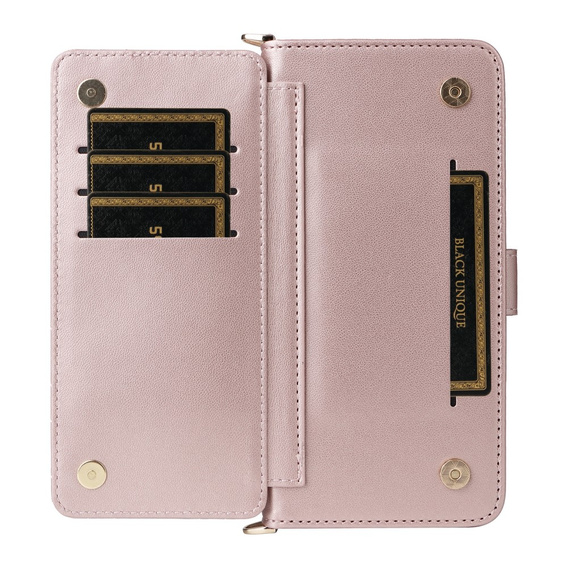 Tok patenttal a Oppo Reno 13 5G-hez, Crossbody Leather Wallet, rózsaszín