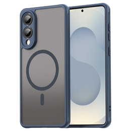 Tok Samsung Galaxy S25 Edge, Kickstand Matt Case, MagSafe-hoz, kék + képernyőüveg