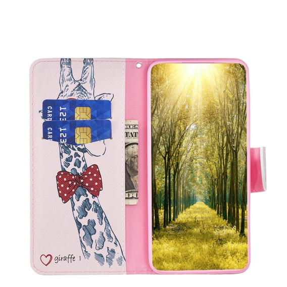 Pattintható tok a Xiaomi Redmi Note 13 Pro 5G, Wallet, Giraffe rózsaszín