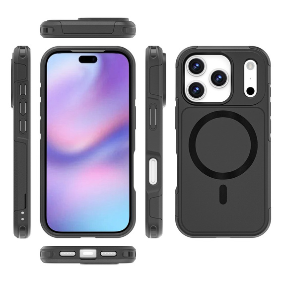 MagForce tok iPhone 17 Pro készülékhez, MagSafe, páncélozott, fekete