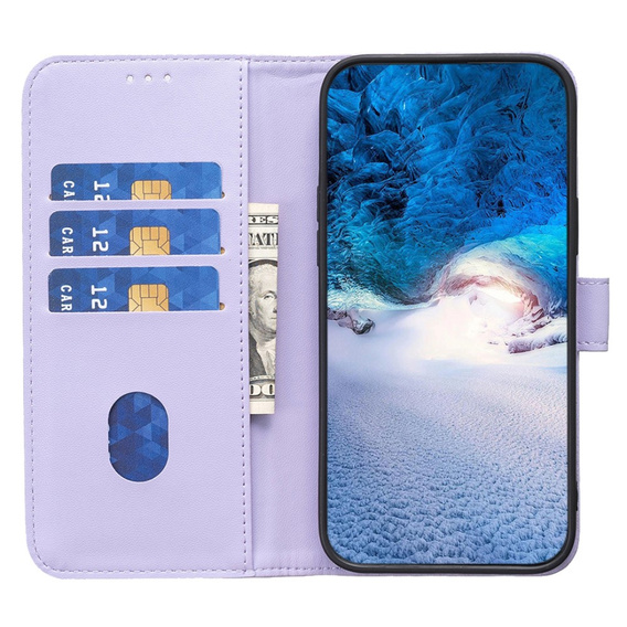 Pattintható tok a Samsung Galaxy A25 5G, BINFEN Wallet, lila + 9H üveg 