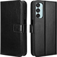 Pattintható tok a Samsung Galaxy M35, Crazy Horse Wallet, fekete