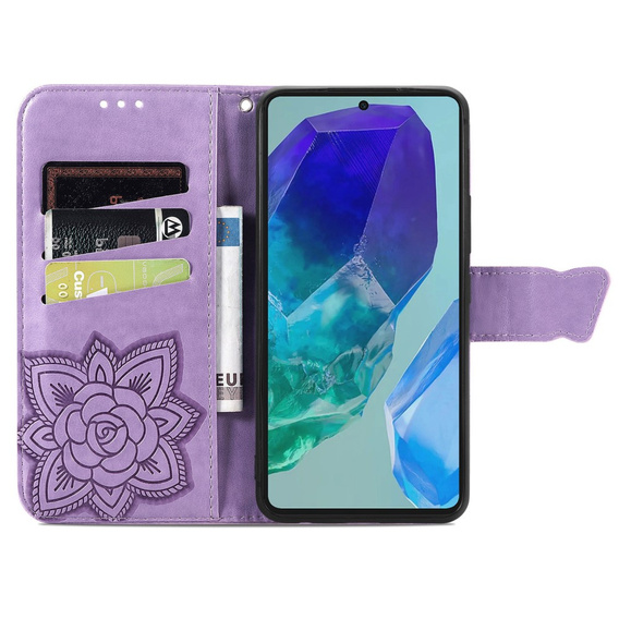 Pattintható tok a Samsung Galaxy A16, Butterfly, lila