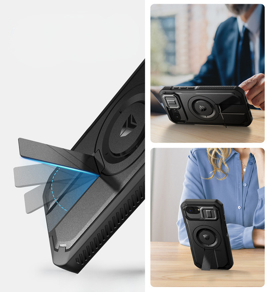 Páncélozott tok iPhone 16e készülékhez, Dexnor CamProtect MagSafe, fekete