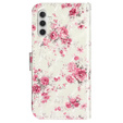 Pattintható tok a Samsung Galaxy A35 5G, Wallet, Roses fehér