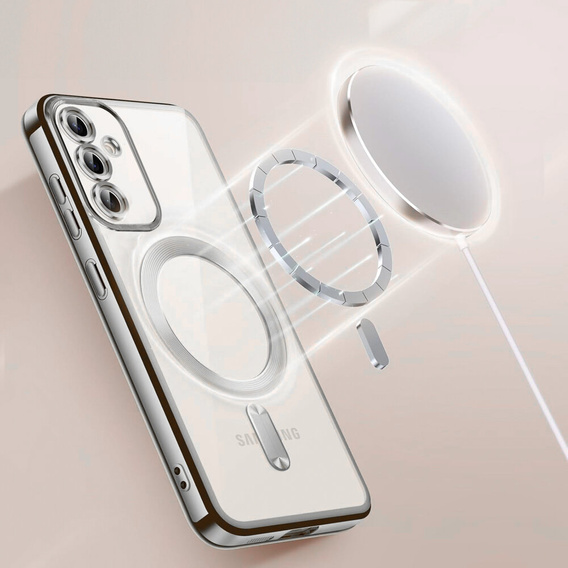 Tok Samsung Galaxy S23 Plus-hoz, Electro MagSafe, ezüst + üveg a képernyőhöz