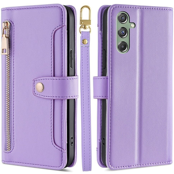 Pattintható tok a Samsung Galaxy M34, Wallet Zipper Pocket, lila