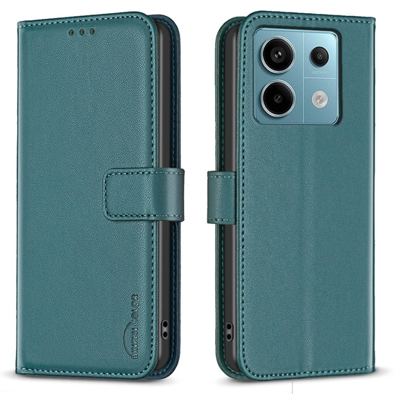 Pattintható tok a Xiaomi Redmi Note 13 Pro 4G / Xiaomi Redmi Note 14S / Xiaomi Poco M6 Pro 4G, BINFEN Wallet, zöld