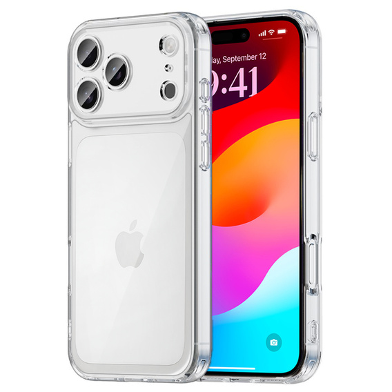 Szilikon tok iPhone 17 Pro Max készülékhez, kemény hátlappal, átlátszó
