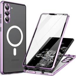 Magnetic Dual Glass MagSafe tok Samsung Galaxy S23+ Plus, lila