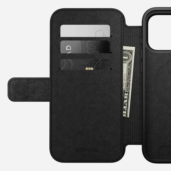 Nomad tok iPhone 17 Pro Max készülékhez, Modern bőr fólia, fekete