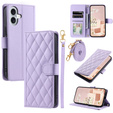 Flap tok iPhone 16, Rhombus Crossbody Leather, lila