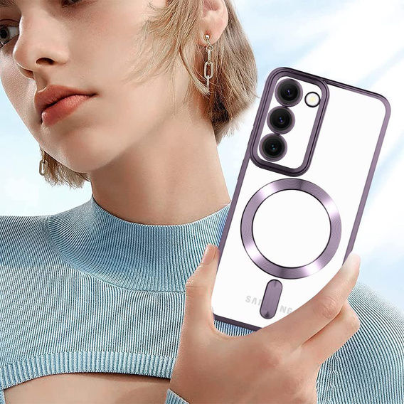 Tok Samsung Galaxy S23 Plus-hoz, Electro MagSafe, lila + üveg a képernyőhöz