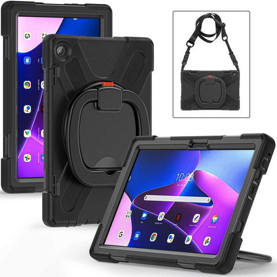Gyerek tok Lenovo Tab M10 10.1 Gen 3, páncélozott, pánttal, fekete
