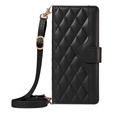 Flap tok Xiaomi Redmi Note 14 Pro 5G / Xiaomi Redmi Note 14 Pro+ 5G / Xiaomi Poco X7 5G, Rhombus Crossbody Leather, fekete