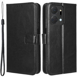 Pattintható tok a Honor X7a 5G, Crazy Horse Wallet, fekete
