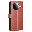 Pattintható tok a Xiaomi Poco F7 Ultra, Crazy Horse Wallet, barna