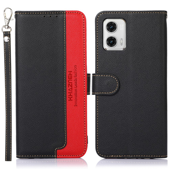 Pattintható tok a Motorola Moto G73 5G, KHAZNEH RFID, fekete / piros
