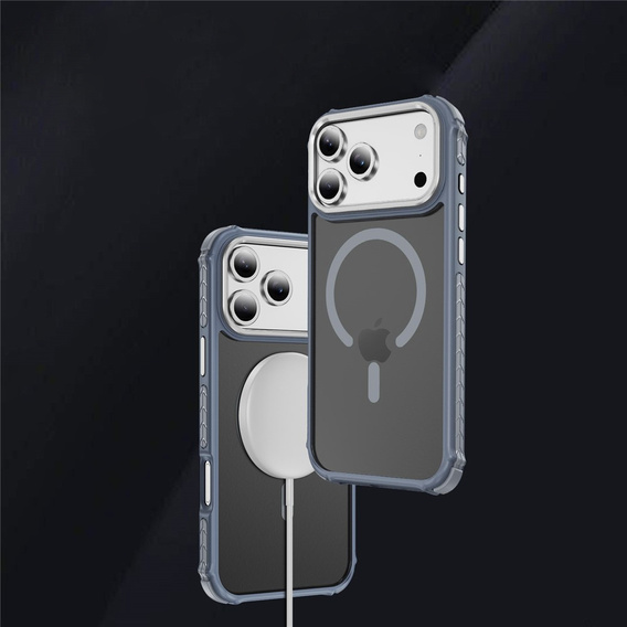 Matt tok iPhone 17 Pro-hoz, páncélozott, MagSafe-hoz, füstszínű, szürke oldallal