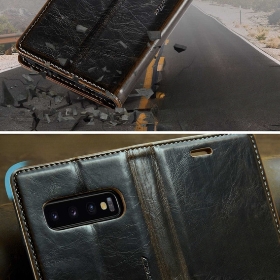 CASEME flip tok Samsung Galaxy S10+ Plus, Waxy Textured, kávé