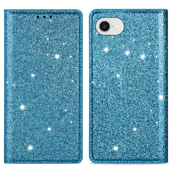 A flip tok iPhone 16E, Card Slot Glittery, kék