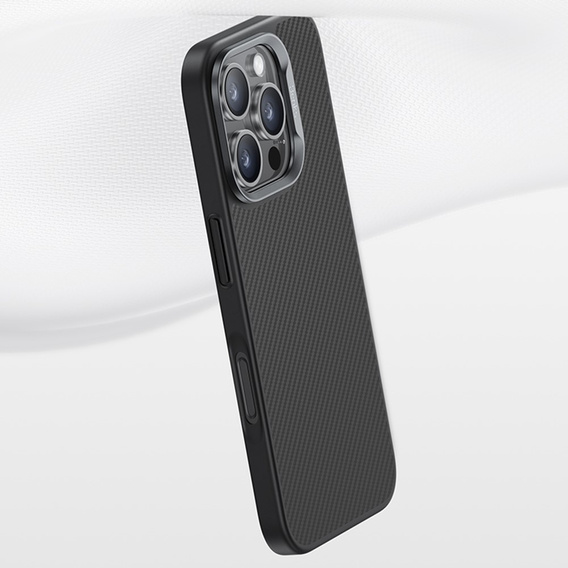 BENKS Kevlar tok iPhone 16 Pro, MagSafe, Carbon Fiber, fekete