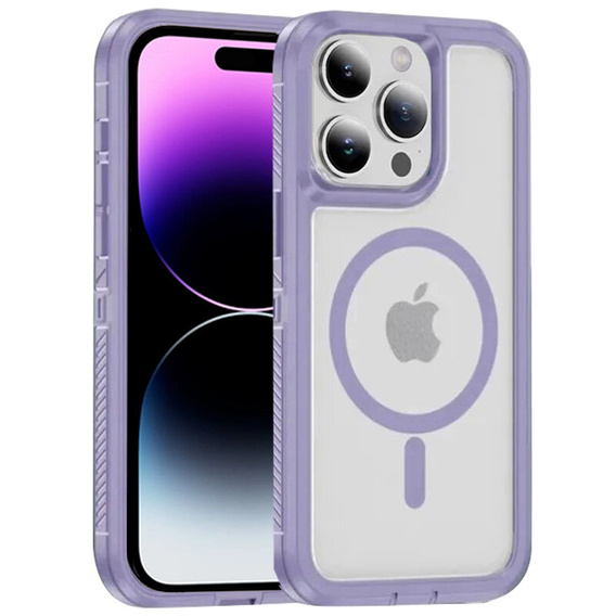 Tok kerettel iPhone 14 Pro készülékhez, MagSafe-hoz, átlátszó / lila
