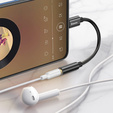 USB-C – 3,5 mm-es mini jack átalakító USB-C porttal rendelkező okostelefonokhoz, AUX csatlakozó nélkül