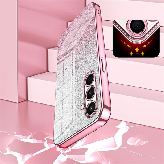 Glitter tok CamShield Samsung Galaxy A57 5G készülékhez, rózsaszín