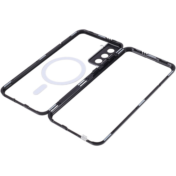 Magnetic Dual Glass MagSafe tok Samsung Galaxy S22, fekete
