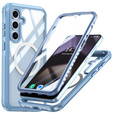 Tok Samsung Galaxy S25-hoz, Shockproof, üveggel, MagSafe-hoz, kék
