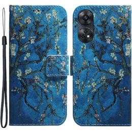 Pattintható tok a Oppo Reno8 T 4G, Wallet, sakura, kék