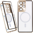 Magnetic Dual Glass MagSafe tok Samsung Galaxy S21 Ultra, arany