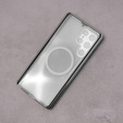Magnetic Dual Glass MagSafe tok Samsung Galaxy S22 Ultra, ezüst