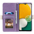 Flap tok Samsung Galaxy A14 4G/5G, Wallet Pocket Zipper Lace, lila