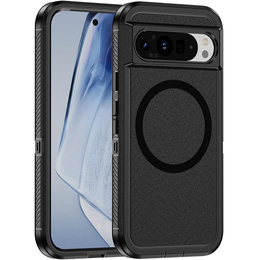 ERBORD tok kerettel a Google Pixel 9 / Google Pixel 9 Pro számára, MagSafe, fekete + edzett üveg