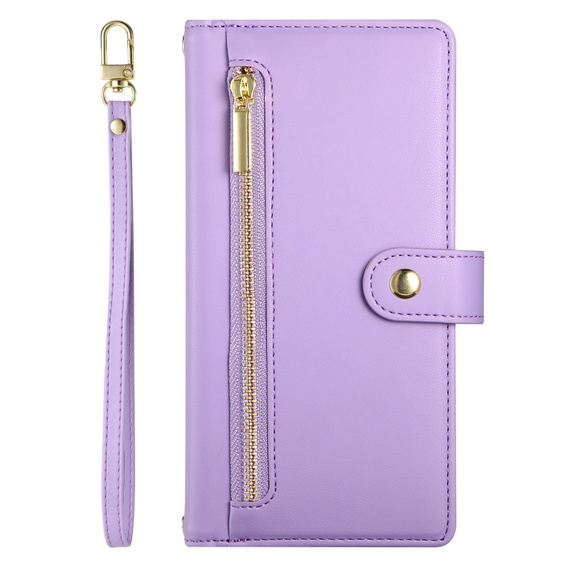 Pattintható tok a Oppo Reno 13 5G, Wallet Zipper Pocket, lila