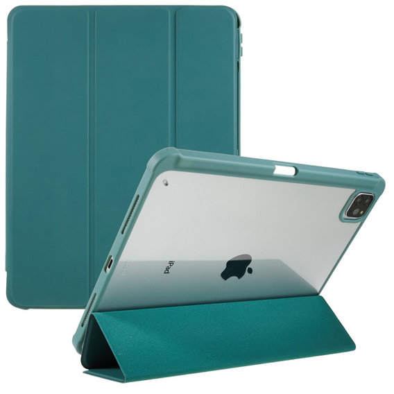 Tok iPad Pro 11 2022 / 2021 / 2020 / 2018, Smartcase Hybrid, tolltartó résszel, sötétzöld