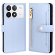 Pattintható tok a Xiaomi Poco F6 Pro, Wallet Zipper Pocket, kék