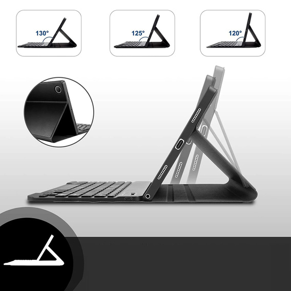 Tok + billentyűzet Samsung Galaxy Tab A8 10.5, Leather Pen Slot, fekete