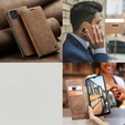 CASEME tok Samsung Galaxy M33 5G, Leather Wallet Case, barna