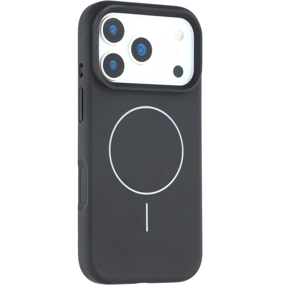 Szilikon tok iPhone 17 Pro készülékhez, MagSafe, ütésgátló, fekete