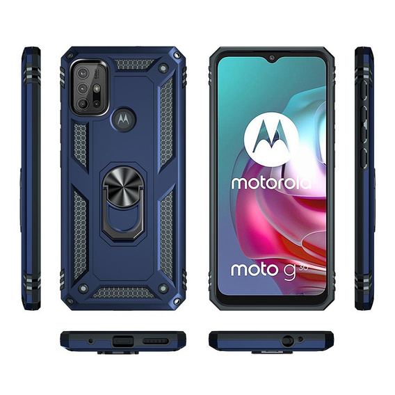 Páncélozott telefontok a Motorola Moto G10/G30, Nox Case Ring, kék